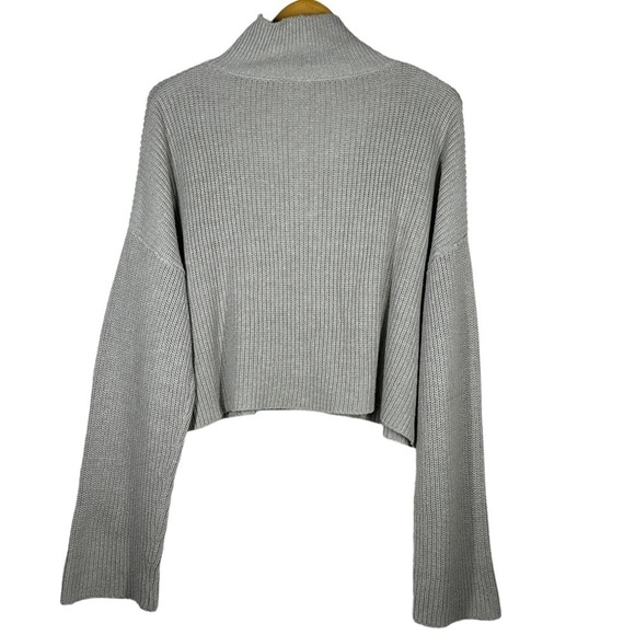 Sisters + Seekers Ribbed 1/2 Zip Cropped Knit Jumper in Gray UK 12 US 8 - Picture 6 of 6